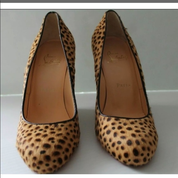 Christian Louboutin Cheetah Pony Hair Wedge / Size 36 / Authentic Heel - Picture 2 of 12